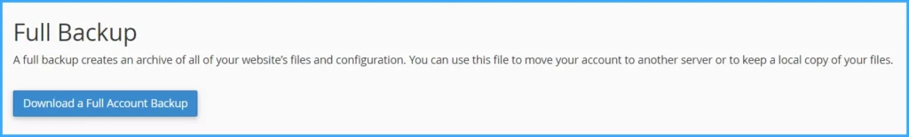 Hướng dẫn sử dụng cPanel với giao diện Jupiter 82 Chọn Download a Full Account Backup