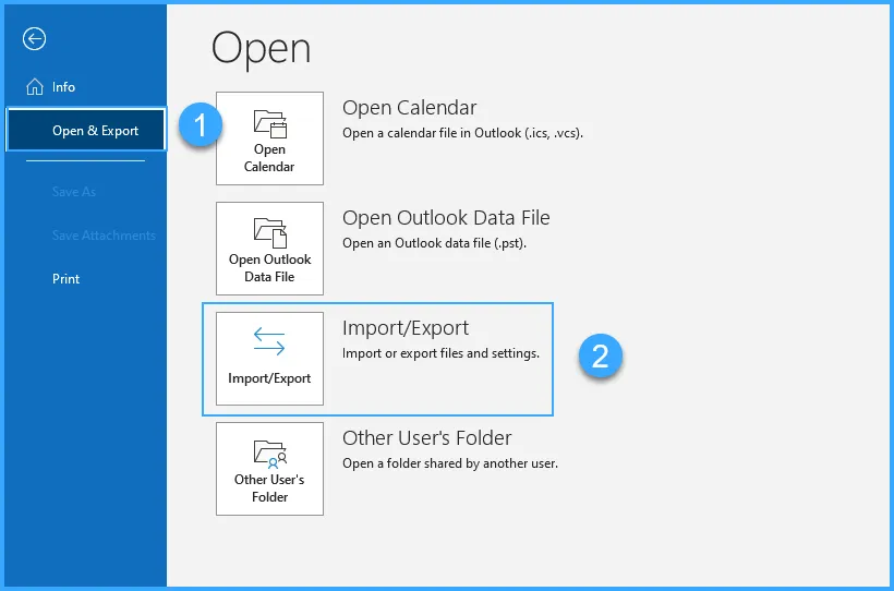 Chọn Import/Export
