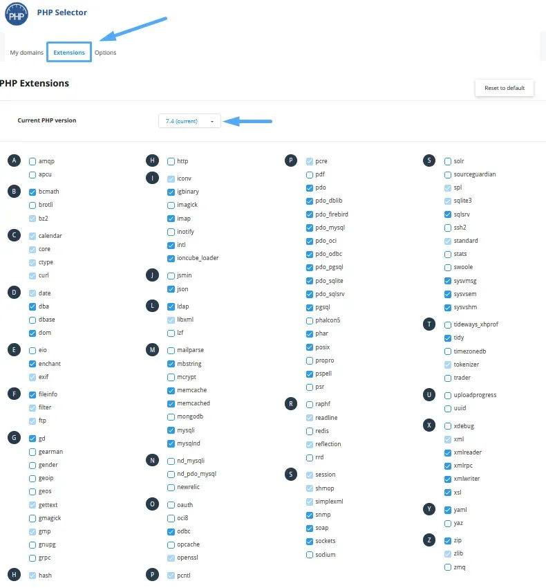 4 bước bật PHP Extension trên hosting cPanel nhanh chóng 19 Bạn tích vào ô tương ứng với extension muốn bật hoặc bỏ tích để tắt