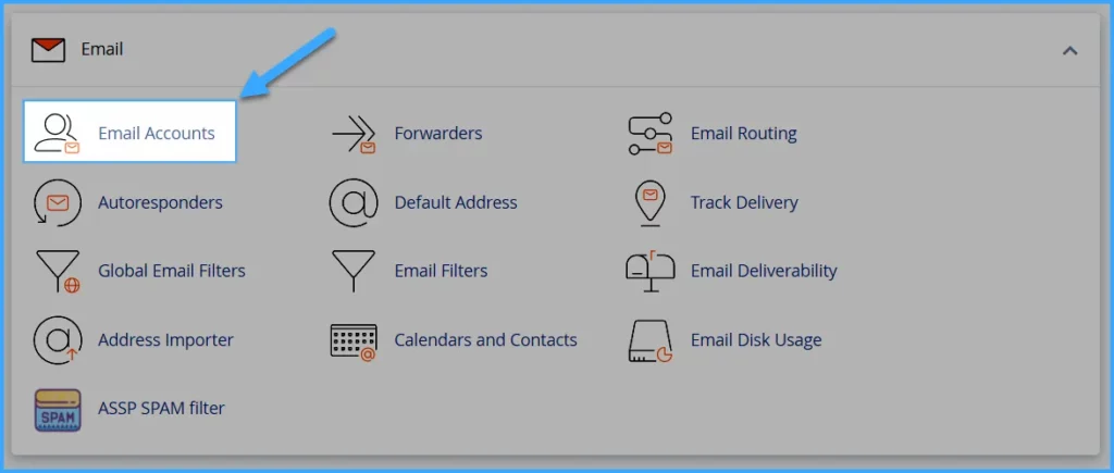 Chọn Email Account