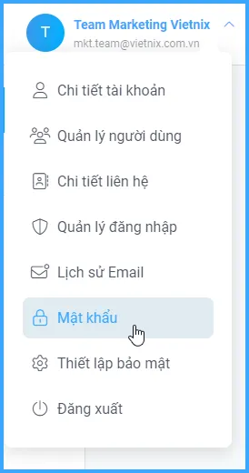 Chọn mục mật khẩu
