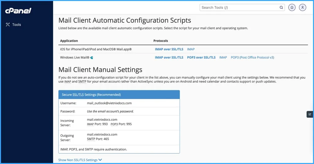 Thông tin tài khoản email
