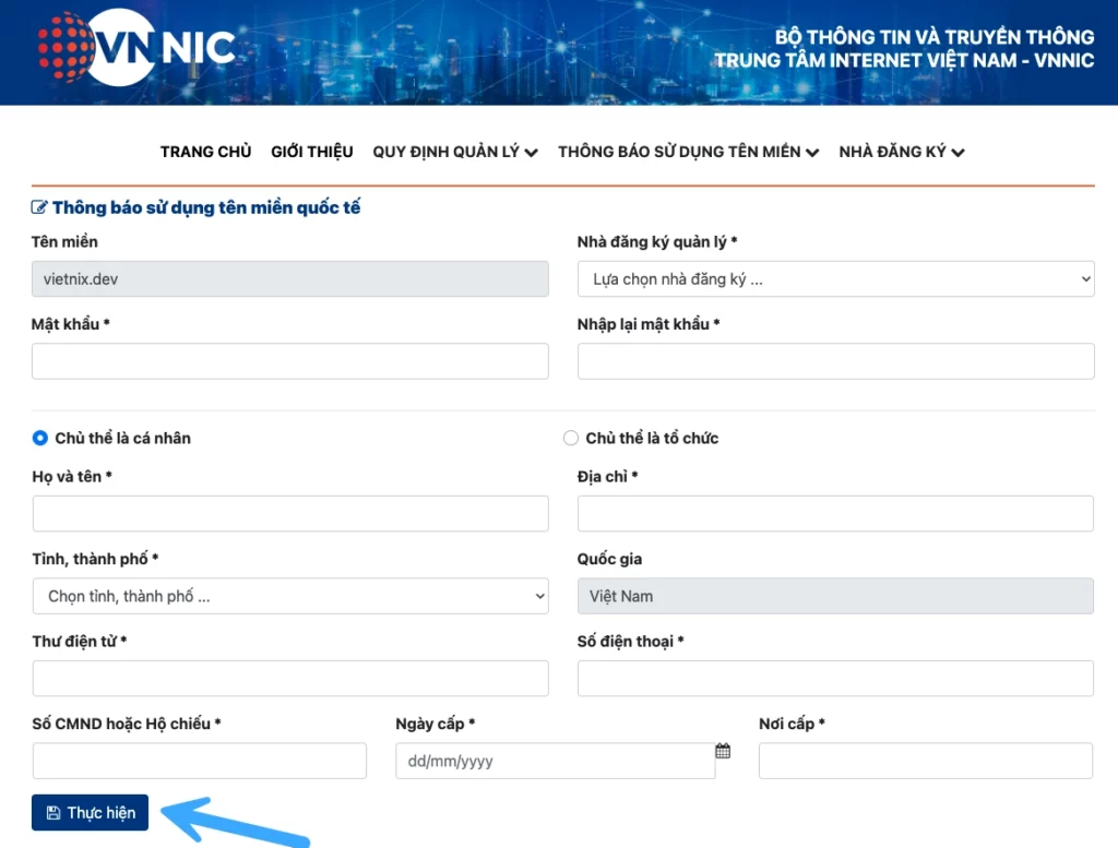 Chọn loại chủ thể