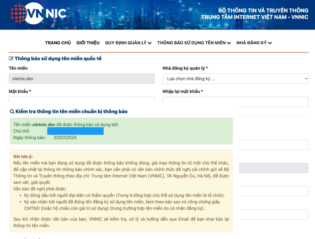 Kiểm tra lại thông tin tên miền