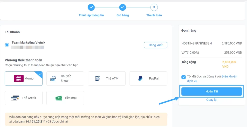 Điền thông tin đăng ký tài khoản mới hoặc đăng nhập vào tài khoản