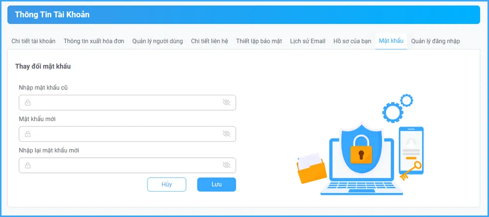 lưu mật khẩu tài khoản mới