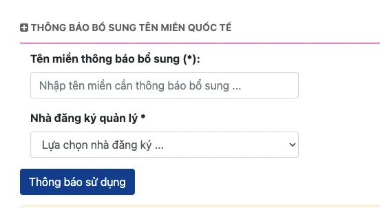 Nhập tên miền mới vào ô Tên miền thông báo bổ sung