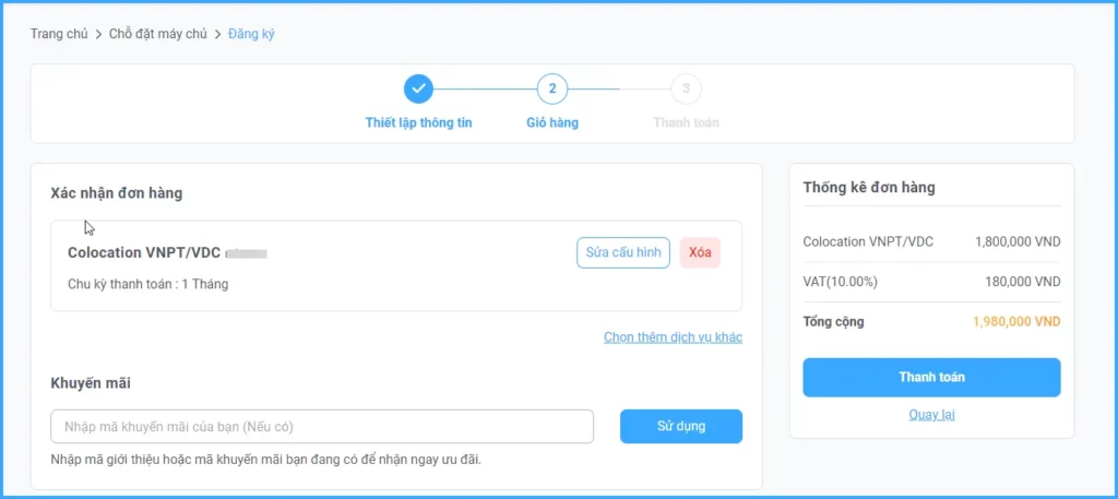 chọn sửa cấu hình nếu cần thay đổi