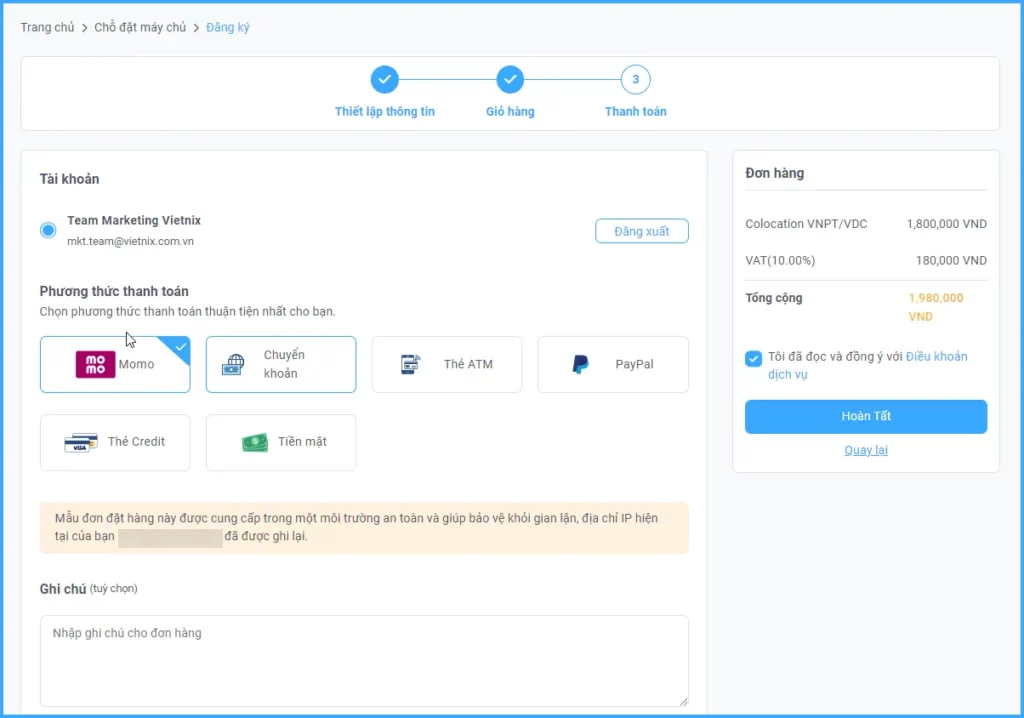 Bấm chọn Hoàn tất