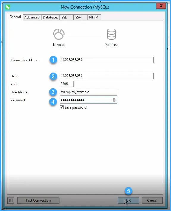 Nhập thông tin kết nối database