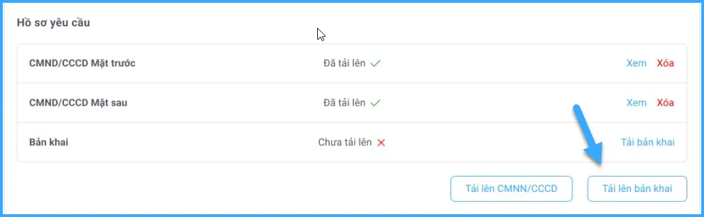 Tải lên bản khai