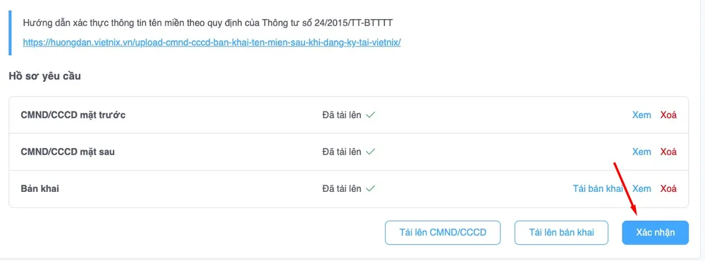 Nhấn chọn Xác nhận để hoàn tất