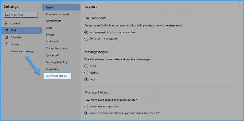 Chọn Automatic Replies