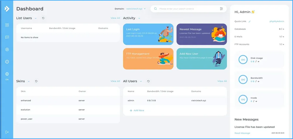 Đăng nhập vào DirectAdmin