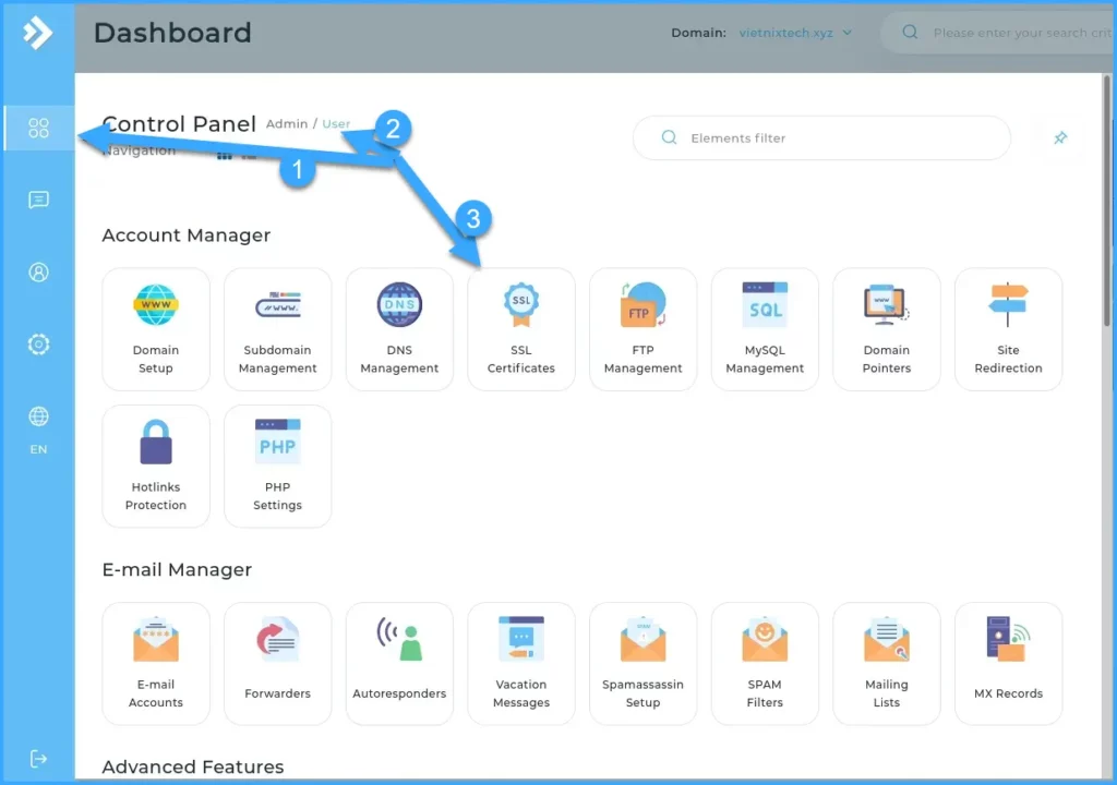 Chuyển đến SSL Certificates