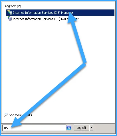 Vào Start > Run gõ IIS