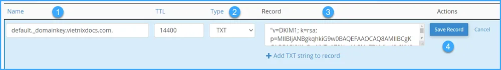 Cấu hình record DKIM