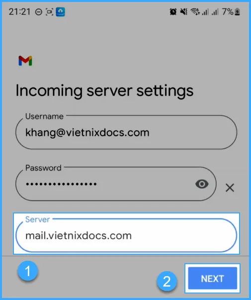 Cấu hình máy chủ đến