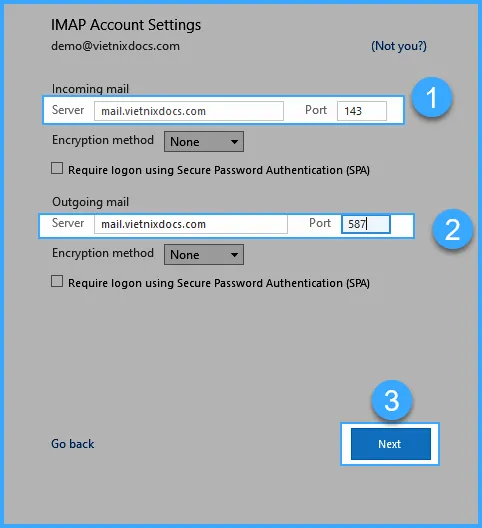 Cấu hình thông tin máy chủ