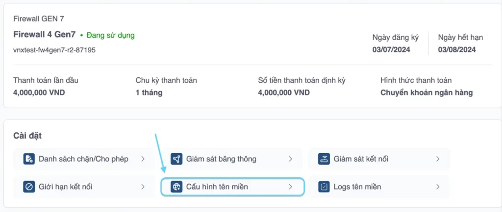Chọn Cấu hình tên miền