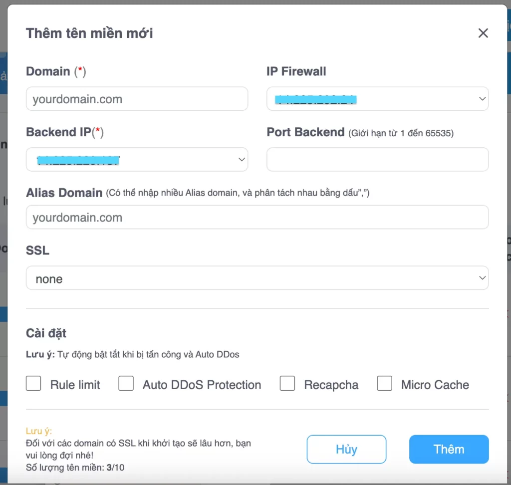 Nhập thông tin cần thiết