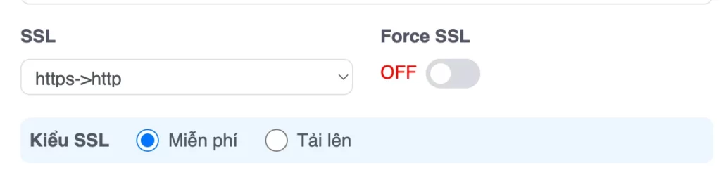 Chọn thông tin SSL