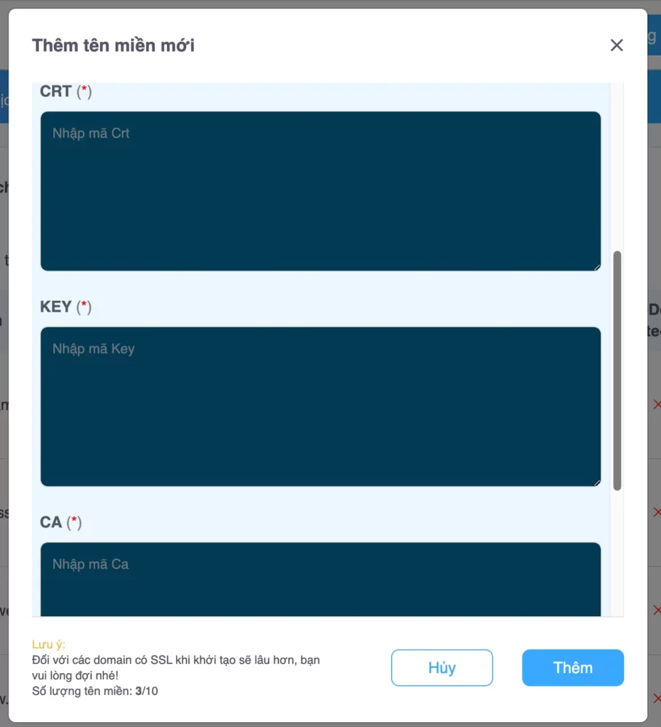 Điền thông tin 3 chứng chỉ