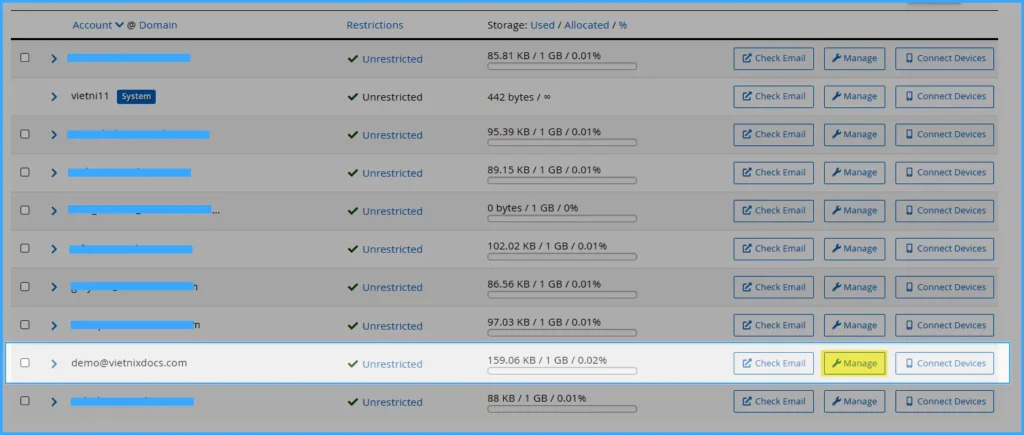 Nhấn chọn Manage