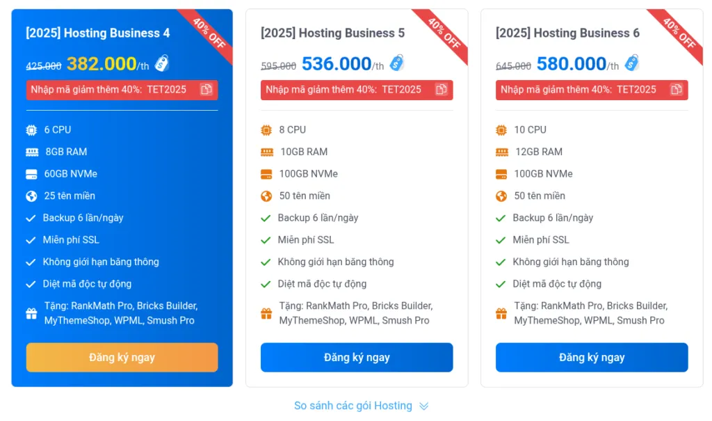 Nhấp vào nút Đăng ký ở gói mà bạn muốn dùng thử