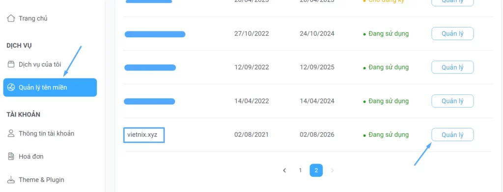 Truy cập phần quản lý DNS trên Portal Vietnix