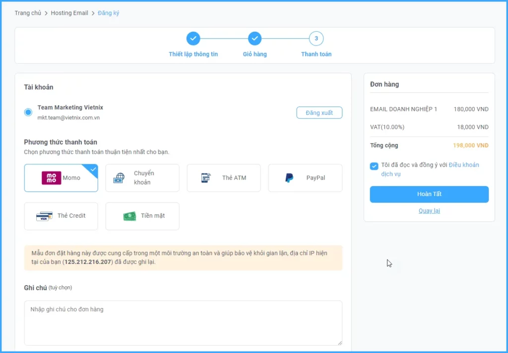 Điền đầy đủ thông tin được yêu cầu