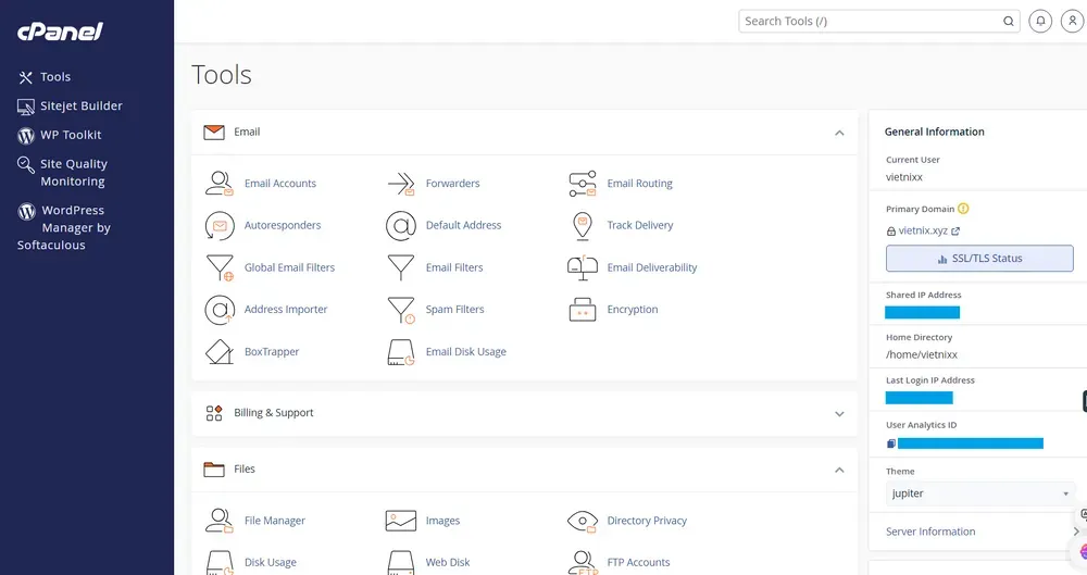 Hướng dẫn đăng nhập cPanel nhanh chóng 20 Giao diện cPanel