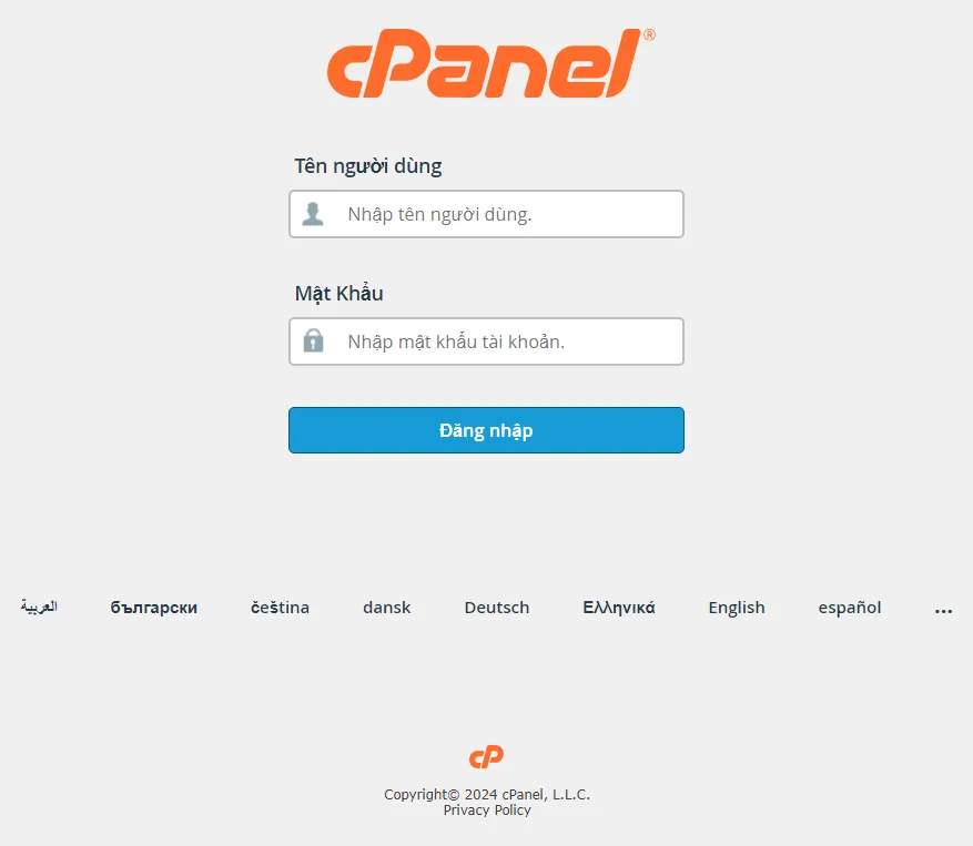 Hướng dẫn 2 bước theo dõi thông số kỹ thuật trong cPanel 11 Đăng nhập vào cPanel