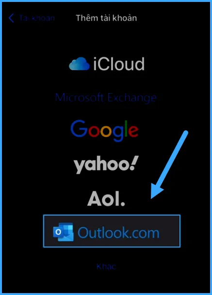 Chọn Outlook.com