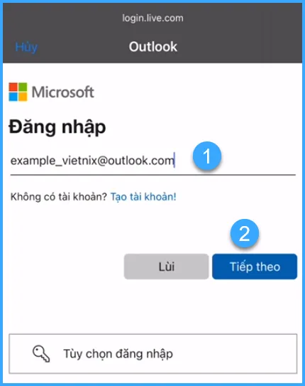 Nhập địa chỉ email