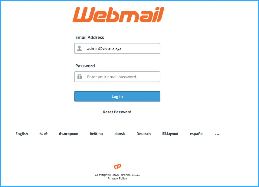 Đăng nhập qua webmail qua Domain