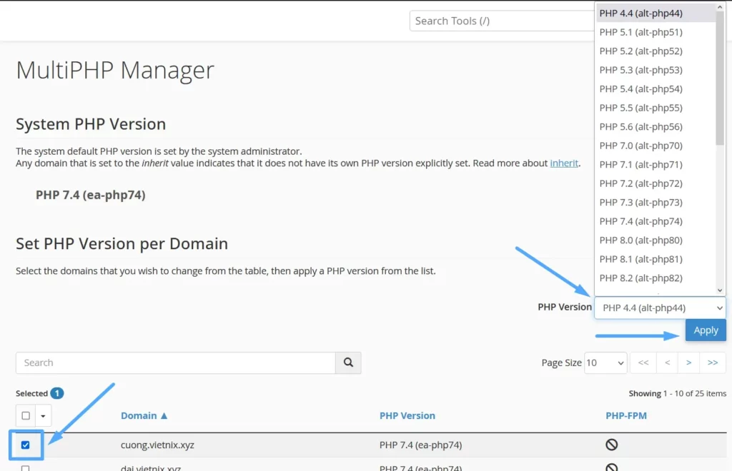 2 cách thay đổi phiên bản PHP trên cPanel nhanh chóng 30 Chọn phiên bản PHP