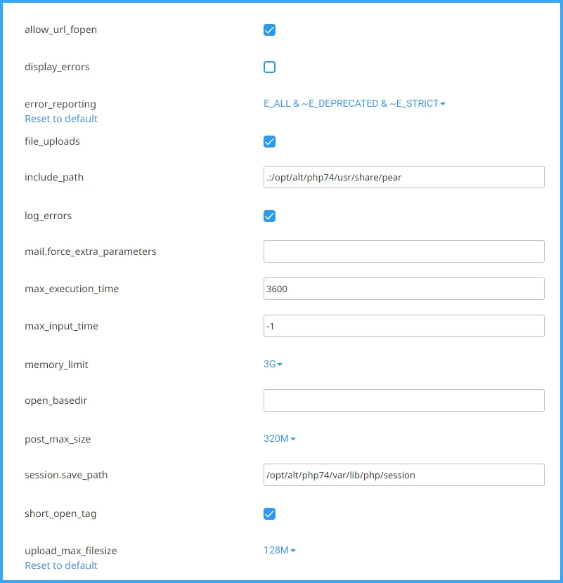 2 cách thay đổi phiên bản PHP trên cPanel nhanh chóng 28 Thay đổi giá trị cho cấu hình PHP