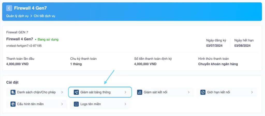 Chọn Giám sát băng thông