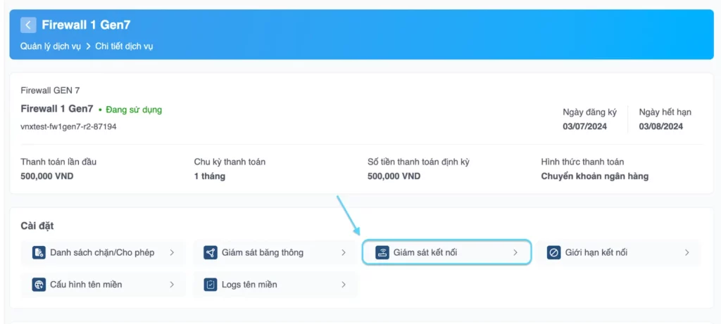 Chọn Giám sát kết nối