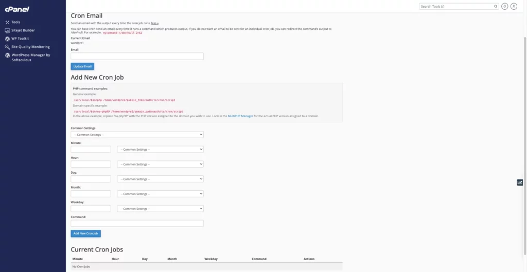Hướng dẫn cách tạo Cron Jobs trên cPanel kèm ví dụ thực tế 21 Giao diện để tạo Cron Jobs trên cPanel