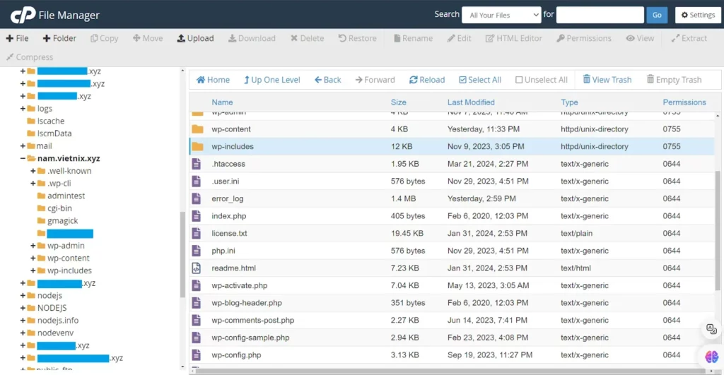 Hướng dẫn 3 bước CHMOD file và thư mục trên hosting sử dụng cPanel 24 Giao diện quản trị chính của File Manager