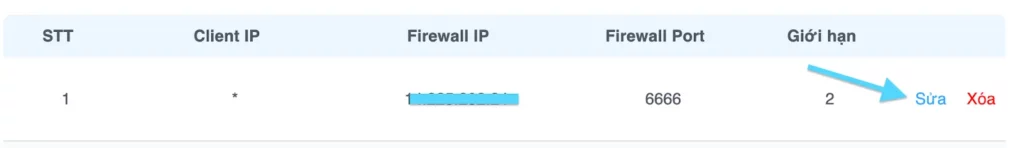 Sửa thông tin IP