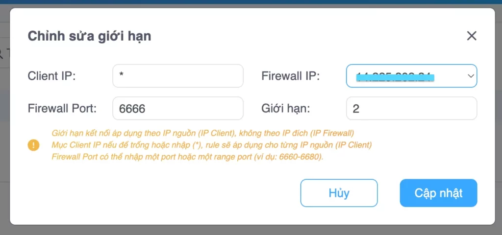 Nhập thông tin và chọn Cập nhật để lưu