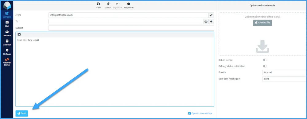 Sau khi soạn xong email nhấn chọn Send