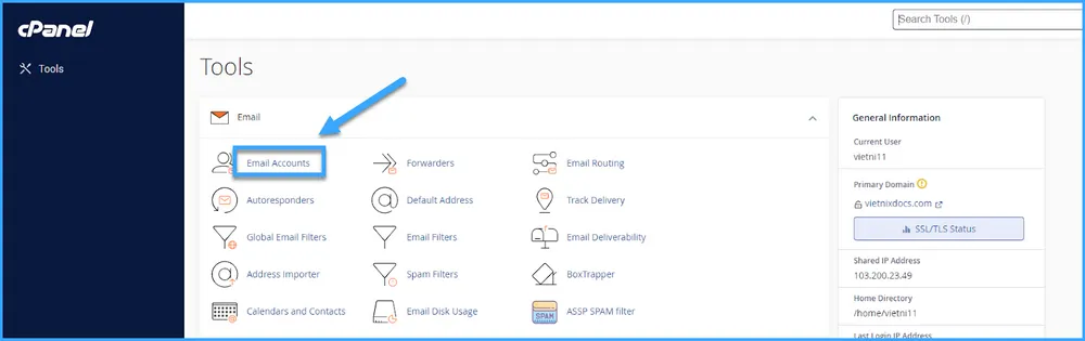 Chọn Email Accounts