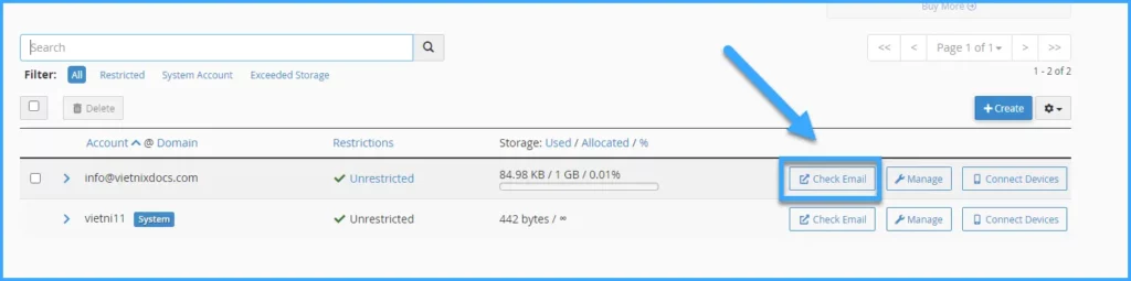 Chọn vào Check Email