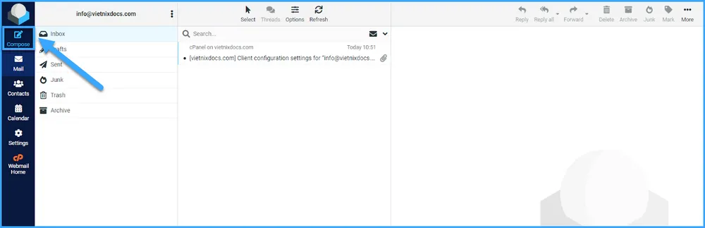 Tại giao diện webmail chọn Compose