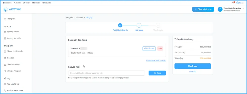 Kiêm tra lại thông tin sau đó bấm chọn tiếp tục