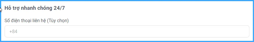 nhập số điện thoại liên hệ